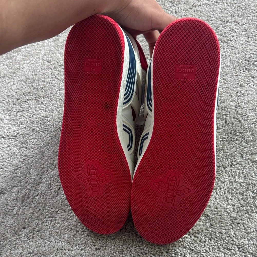 Gucci White and Red High-Top Sneakers